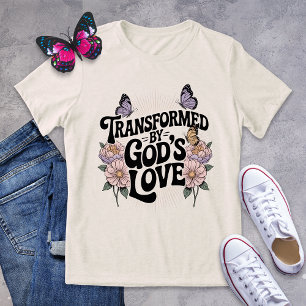 Transformed by God’s Love Butterfly Retro Floral Tri-Blend Shirt