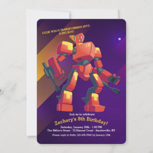 Transforming Robot Birthday Invitation