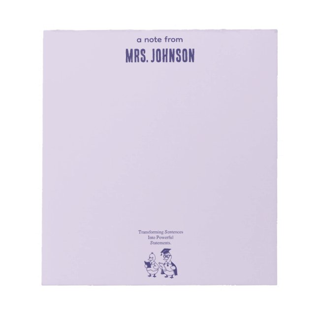 Transforming Sentences Into Powerful Statements Notepad (Front)