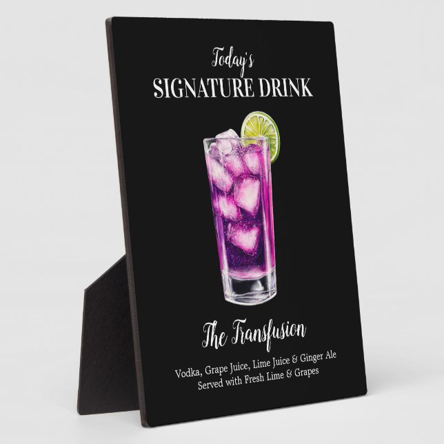 Transfusion Cocktail Bar Drink Sign Personalised Plaque (Side)