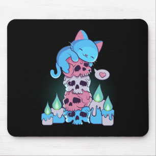 Transgender Aesthetic Kawaii Cat On Skulls Subtle Mouse Pad