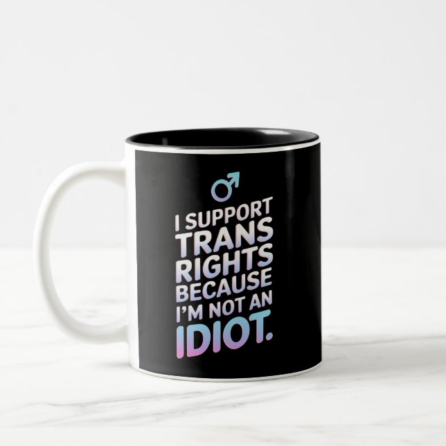 Transgender Ally Trans Pride Flag Support  Two-Tone Coffee Mug (Left)