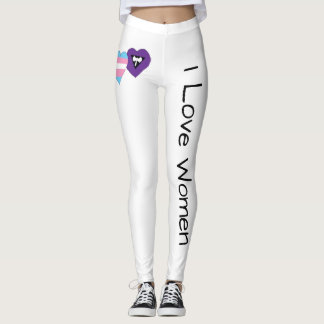 Transgender and lesbian hearts "I Love Women" Leggings