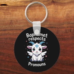 Transgender Baphomet Respects Pronouns Trans Pride Key Ring