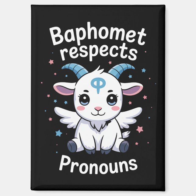 Transgender Baphomet Respects Pronouns Trans Pride Magnet (Front)