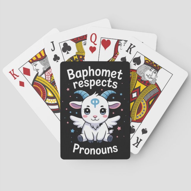 Transgender Baphomet Respects Pronouns Trans Pride Playing Cards (Back)