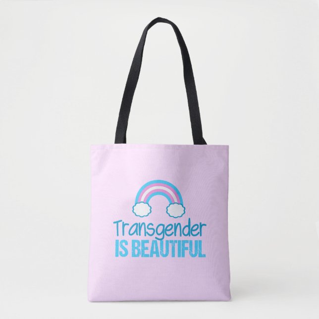 Transgender Beautiful Rainbow Tote Bag (Front)
