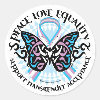 Transgender Butterfly Tribal Classic Round Sticker