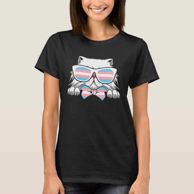 Transgender Cat Trans Pride Flag LGBTQ Gender Equa T-Shirt (Front)