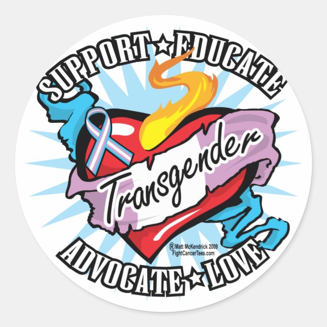 Transgender Classic Heart Classic Round Sticker (Front)