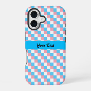 Transgender colours chequered pattern iPhone 16 case