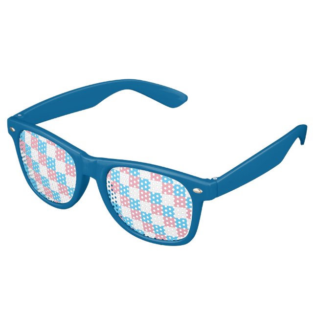 Transgender colours chequered pattern retro sungla sunglasses (Angled)