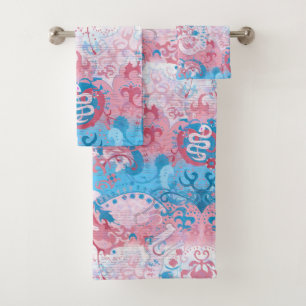 Transgender Dragon Damask - Trans Pride Flag Colou Bath Towel Set