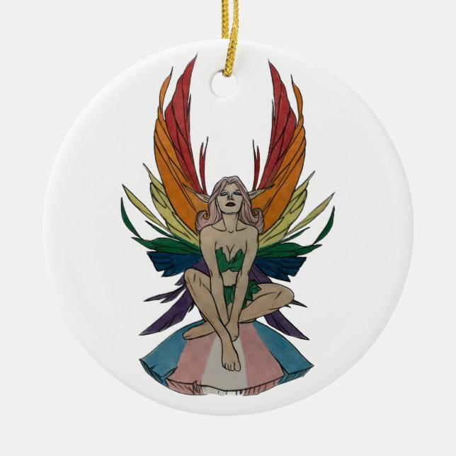 Transgender Faerie Ceramic Ornament (Front)