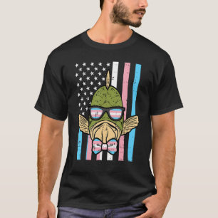 Transgender Fish US Flag Trans Pride Transexual Lg T-Shirt