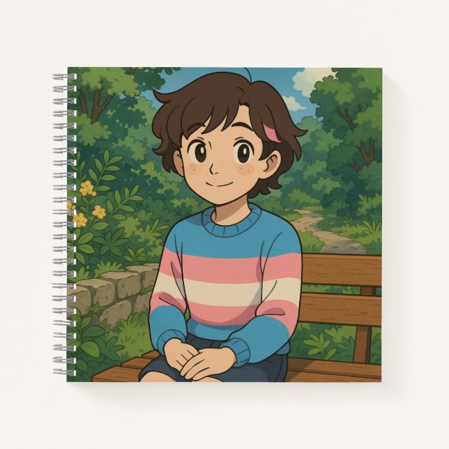 Transgender Flag Anime Person | LGBTQIA+  Notebook (Front)
