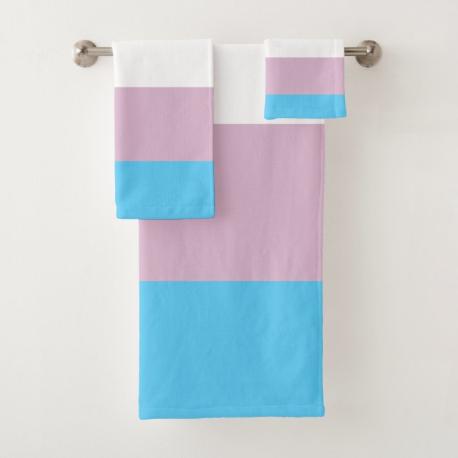 Transgender Flag Bath Towel Set (Insitu)