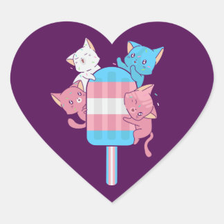 Transgender Flag Cats and a Popsicle Heart Sticker
