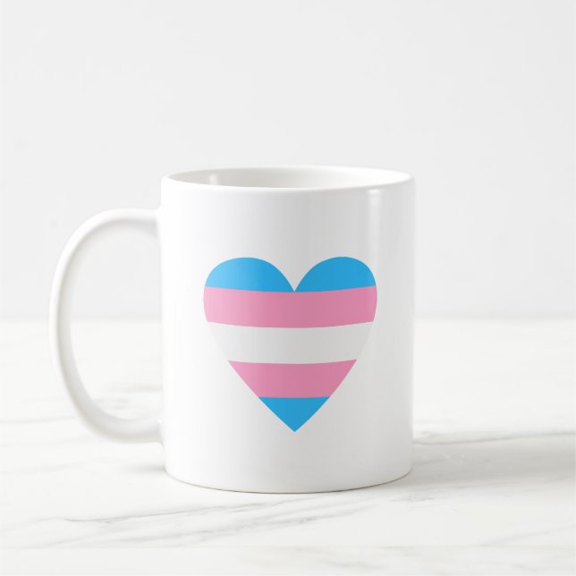 Transgender Flag Heart Coffee Mug (Left)