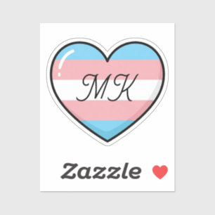 Transgender Flag Heart Monogrammed    LGBTQIA+ 
