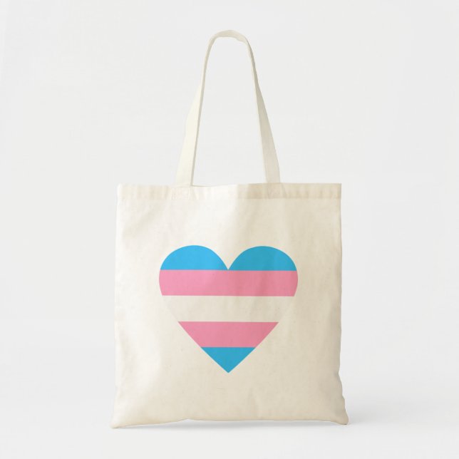 Transgender Flag Heart Tote Bag (Front)