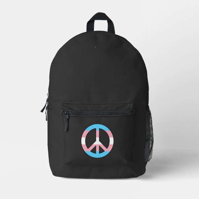 Transgender flag peace sign  printed backpack (Front)