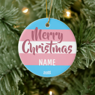 Transgender Flag Personalised Christmas Ceramic Or Ornament
