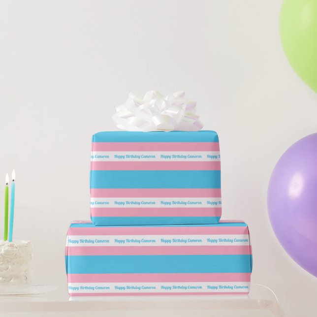 Transgender Flag Personalized Birthday Wrapping Paper (Party Gifts)
