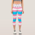 Transgender Flag Pink, White and Blue LGBTQIA  Capri Leggings<br><div class="desc">LGBT transgender flag light blue pink and white leggings. The waistband has cute pink,  blue and white rainbow flag hearts. Show off your pride in these cute capri leggings!</div>