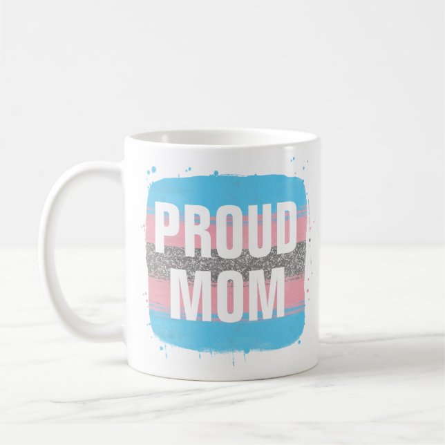 Transgender Flag Proud Mum Coffee Mug (Left)