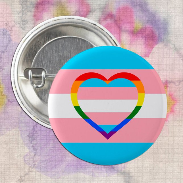 Transgender Flag, Rainbow Heart & Pride /gender 3 Cm Round Badge (Creator Uploaded)