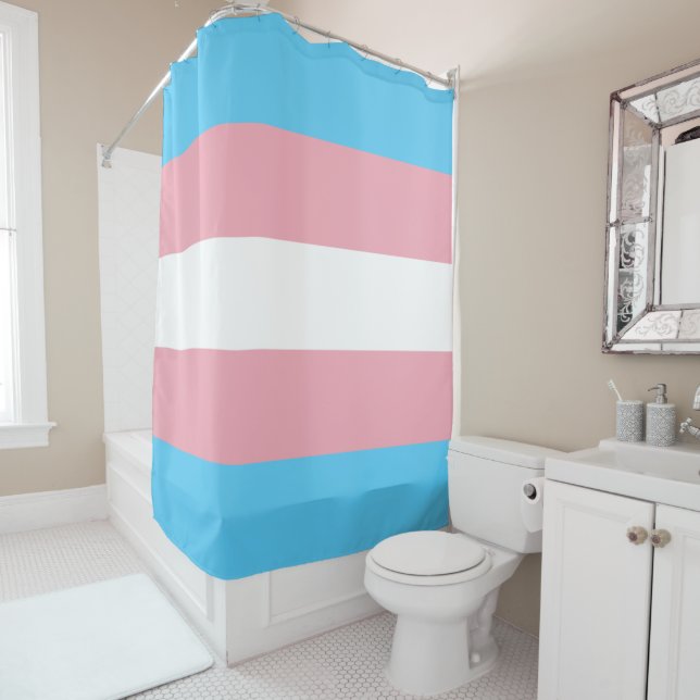 Transgender Flag Shower Curtain (In Situ)