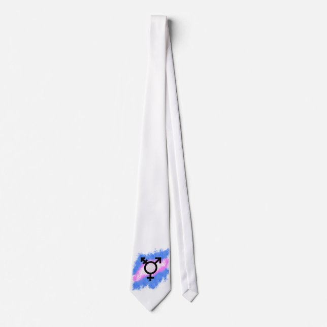 Transgender flag splash paint tie (Front)