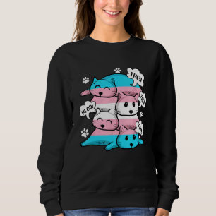 Transgender Flag They Their Them Meow  Cat  LGBT Sweatshirt