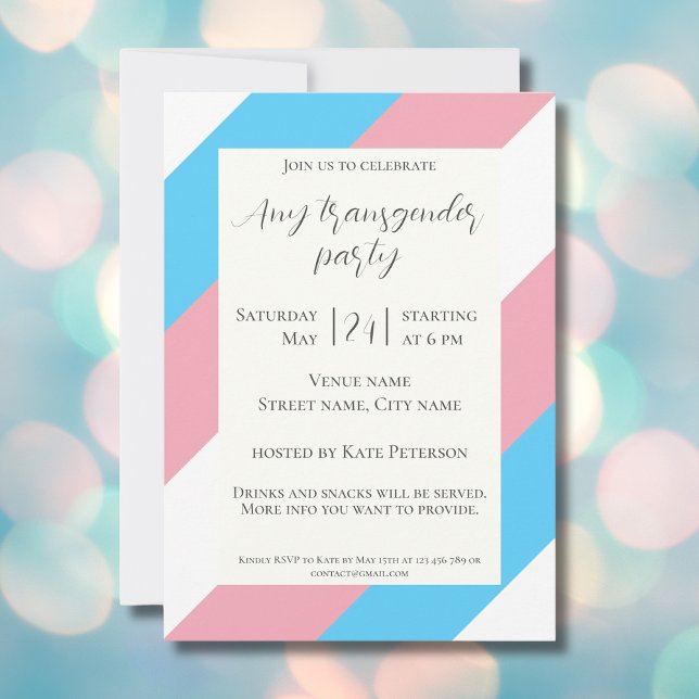 Transgender flag trans pride tday party Invitation (Creator Uploaded)