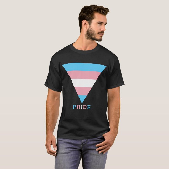 Transgender Flag Triangle Pride Safe Zone & Word T-Shirt (Front Full)