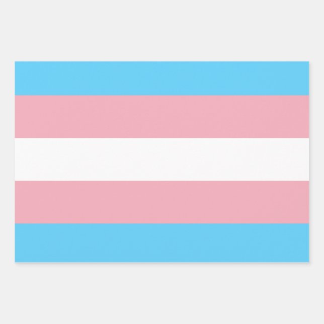 Transgender Flag Wrapping Paper Sheet (Front)