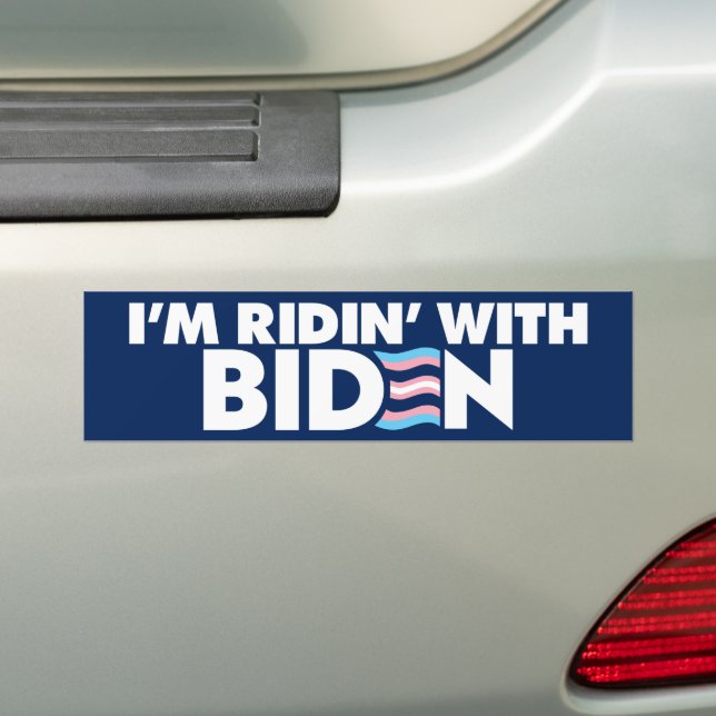 Transgender I'm Ridin' With Biden 2024 LGBTQ Bumper Sticker (On Car)