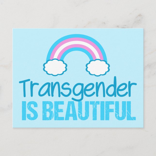Transgender is Beautiful Rainbow Flag Pride Postcard (Front)