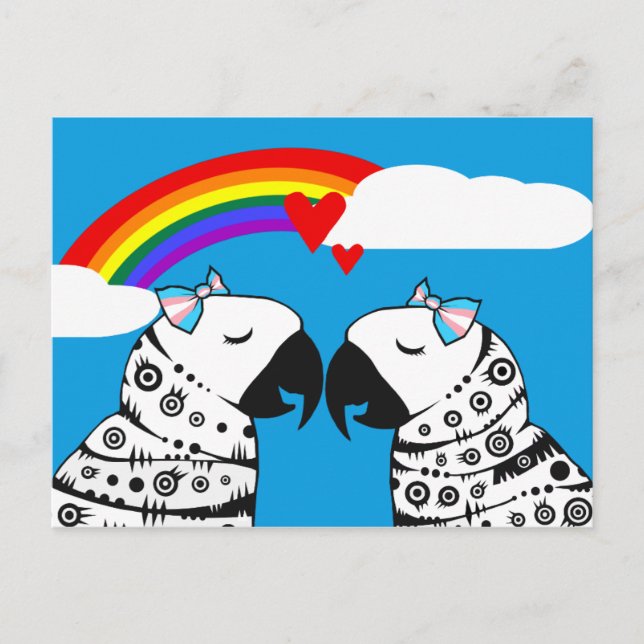 Transgender Lesbian Parrots Couple Postcard (Front)