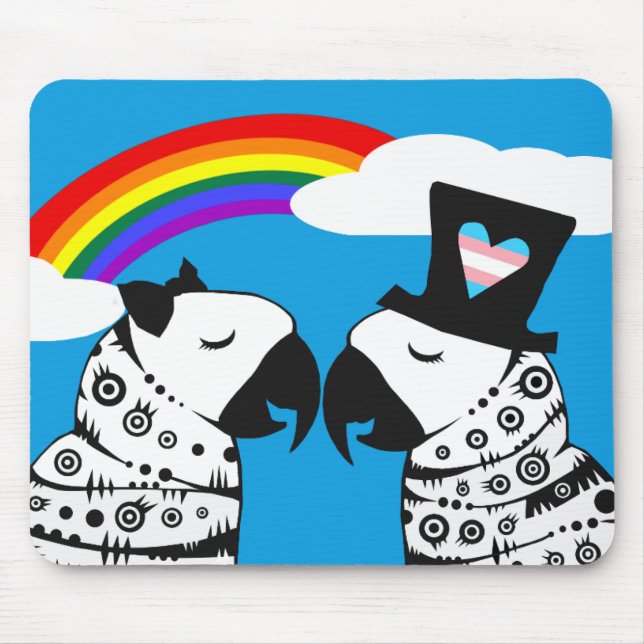 Transgender Parrot Boy with Girlfriend Mouse Pad (Front)