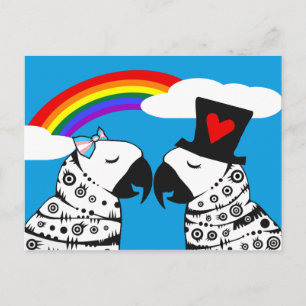 Transgender Parrot Girl with Boyfriend Postcard