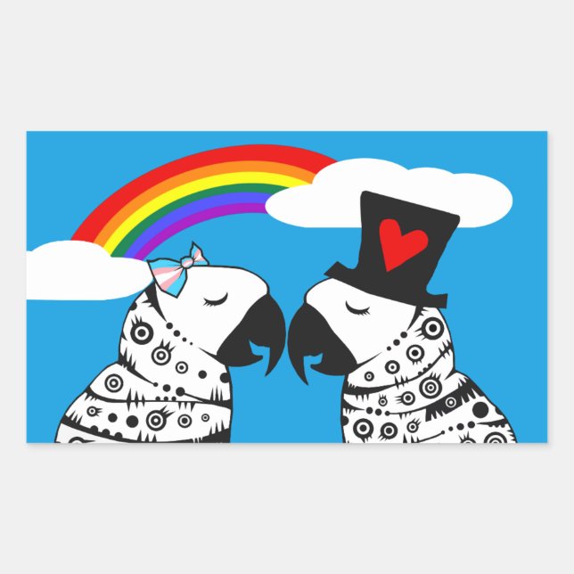 Transgender Parrot Girl with Boyfriend Rectangular Sticker (Front)