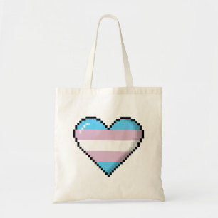 Transgender Pride 8-Bit Pixel Heart Tote Bag