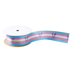 Transgender Pride and Symbol Satin Ribbon