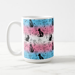 Transgender Pride Black Cat - Mystical Witchy Coffee Mug