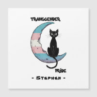 Transgender Pride – Black Cat on Trans Flag Moon