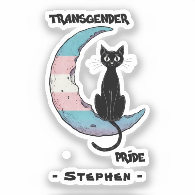 Transgender Pride – Black Cat on Trans Flag Moon (Front)