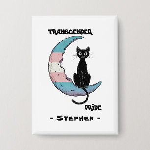 Transgender Pride – Black Cat on Trans Flag Moon