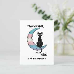 Transgender Pride – Black Cat on Trans Flag Moon Postcard